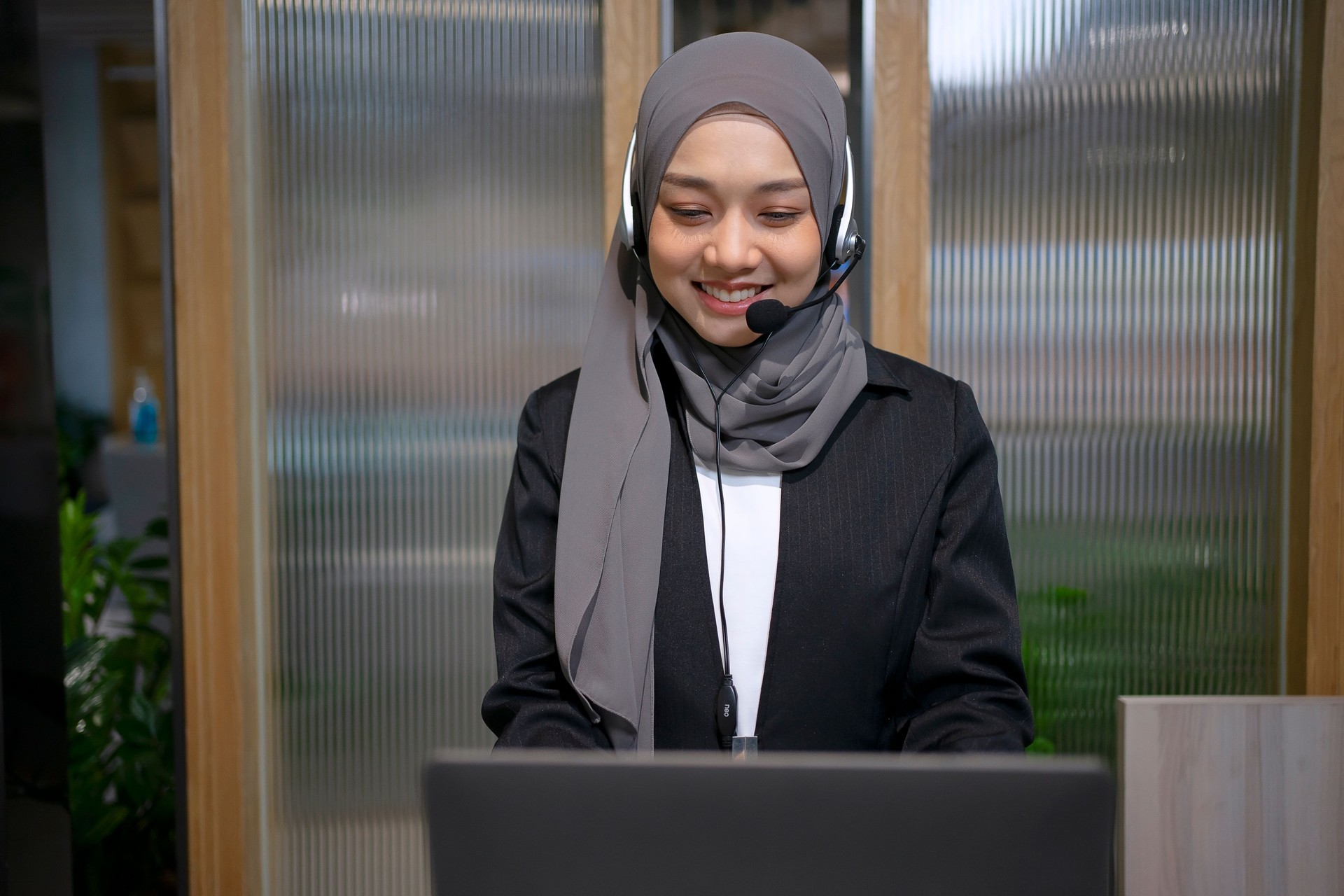 Operator is working at front office.