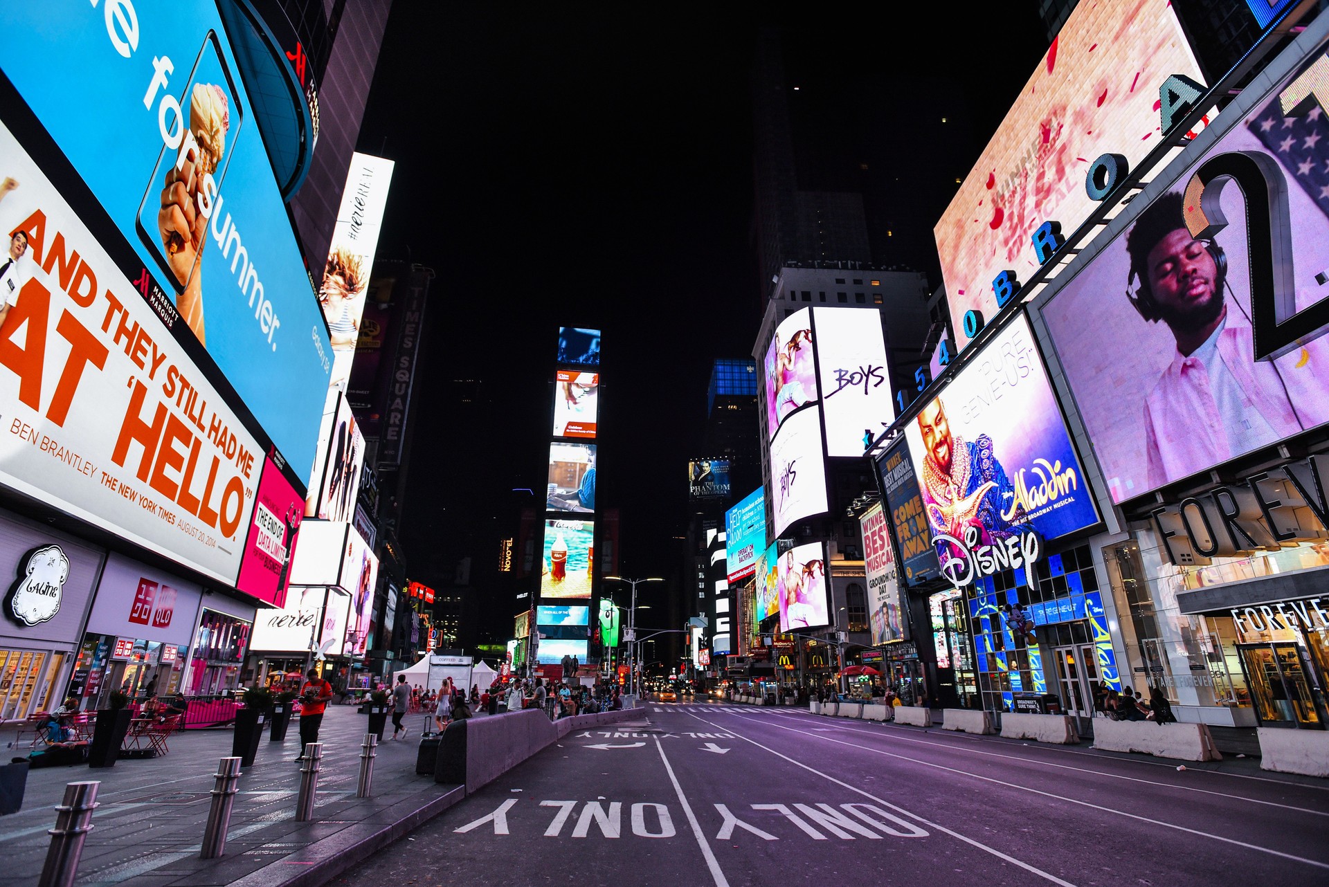 Late Night on 7th Ave at Times Square - Manhattan, New York City